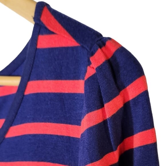 Old Navy Dress Long Sleeve Short Shift Stretch Cotton Stripe Red Navy Blue XL - Picture 5 of 11